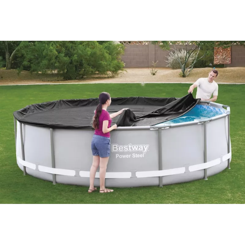 Bestway Flowclear Pool Cover for Steel Pro MAX Frame Pool 427 cm (14 ft) - Blue Polyethylene with Rope Ties