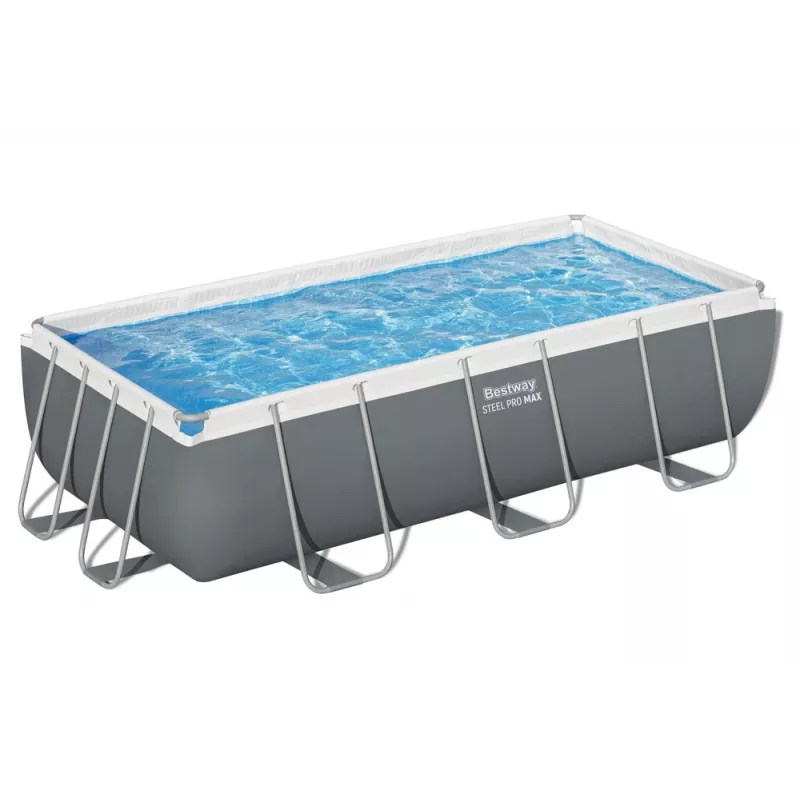 Bestway Frame Pool 404 x 201 x 100 cm Rectangular Above Ground Pool with Filter Pump, Ladder, Cover, and ChemConnect Dispenser