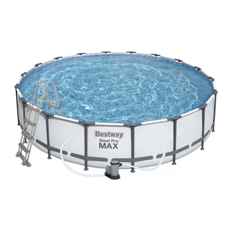 Bestway Steel Frame Pool 549 x 122 cm (18 ft x 48 in) Round Above Ground Pool with Filter Pump, Ladder, Cover - 56462