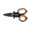 BETA Electrician's Scissors 1128BAX - 145 mm Stainless Steel with Cable Stripping Notch, Orange/Black