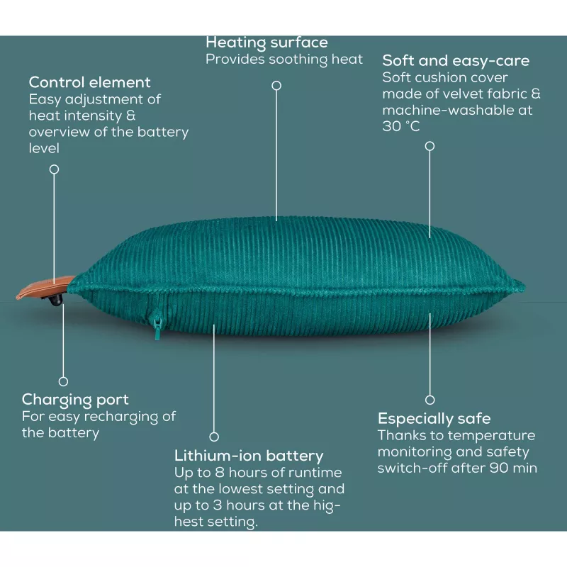 Beurer HK 77 Heaty Celestial Green Heated Cushion with Cord Cover (20078)