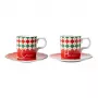 Bialetti Tricolore Espresso Cup and Saucer Set (2 Cups, 2 Saucers) – 80 ml Ceramic Cups with Italian Flag Design
