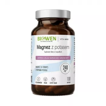 BIOWEN Magnesium 4x with Potassium – 100 Capsules – Vegan Food Supplement