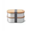black+blum Oval Box 0.5 L Food Storage Container with Bamboo Lid and Stainless Steel Base