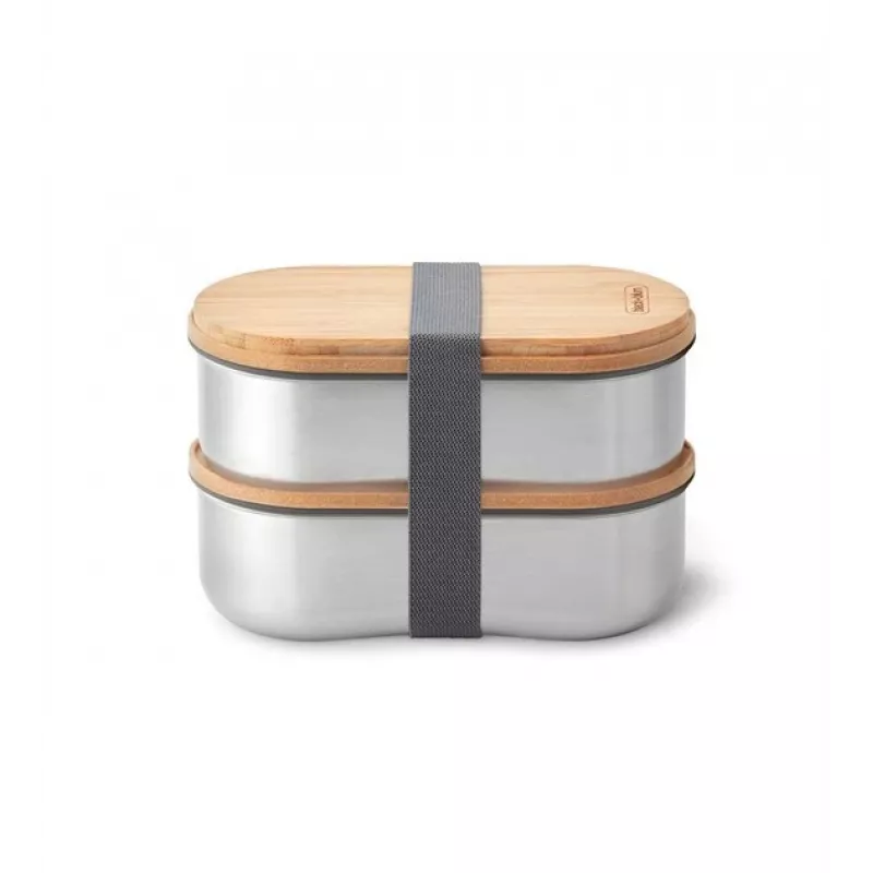 black+blum Oval Box 0.5 L Food Storage Container with Bamboo Lid and Stainless Steel Base
