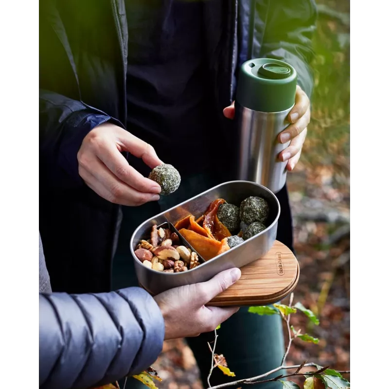 black+blum Oval Box 0.5 L Food Storage Container with Bamboo Lid and Stainless Steel Base