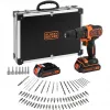 BLACK+DECKER 18V Cordless Hammer Drill Driver BDCHD18BAFC, Black/Orange, 2x 1.5Ah Li-Ion Batteries, 80-Piece Accessory Set, Kit Box