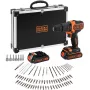BLACK+DECKER 18V Cordless Hammer Drill Driver BDCHD18BAFC, Black/Orange, 2x 1.5Ah Li-Ion Batteries, 80-Piece Accessory Set, Kit Box