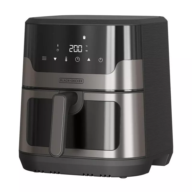 BLACK+DECKER BXAF8001E 8L Digital Air Fryer, 1700W, 8 Presets, Non-stick Basket, Black