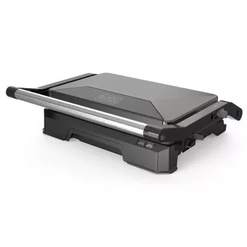 BLACK+DECKER BXGR1001E Electric Contact Grill 1000W Non-Stick Ribbed Plate, Stainless Steel, Drip Tray, Vertical Storage