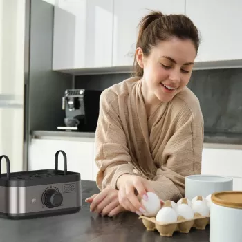 BLACK+DECKER BXKS4800E Egg Cooker, 400 W, 6 Eggs, Soft/Medium/Hard, Black