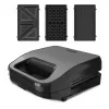 BLACK+DECKER BXSA754E 3-in-1 Sandwich Maker, Waffle Maker & Grill with 3 Interchangeable Non-Stick Plates, 750 W, Stainless Steel