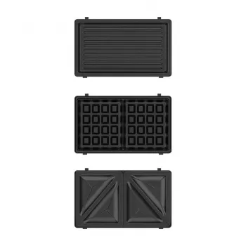BLACK+DECKER BXSA754E 3-in-1 Sandwich Maker, Waffle Maker & Grill with 3 Interchangeable Non-Stick Plates, 750 W, Stainless Steel