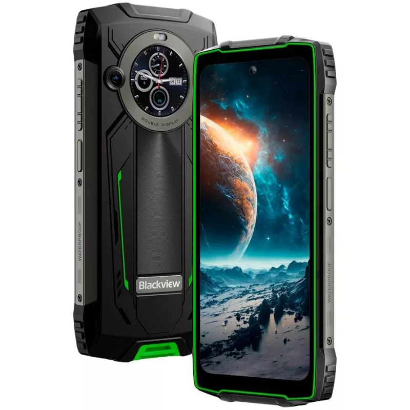 Blackview BV8200 Rugged 4G LTE Smartphone 6.5 inch FHD+ 120Hz, 1.3 inch Secondary Display, 12GB RAM, 256GB Storage, 8800mAh Battery, 50MP+13MP Rear Cameras, 32MP Front Camera, IP68/IP69K/MIL-STD-810H, NFC, Fingerprint, Green