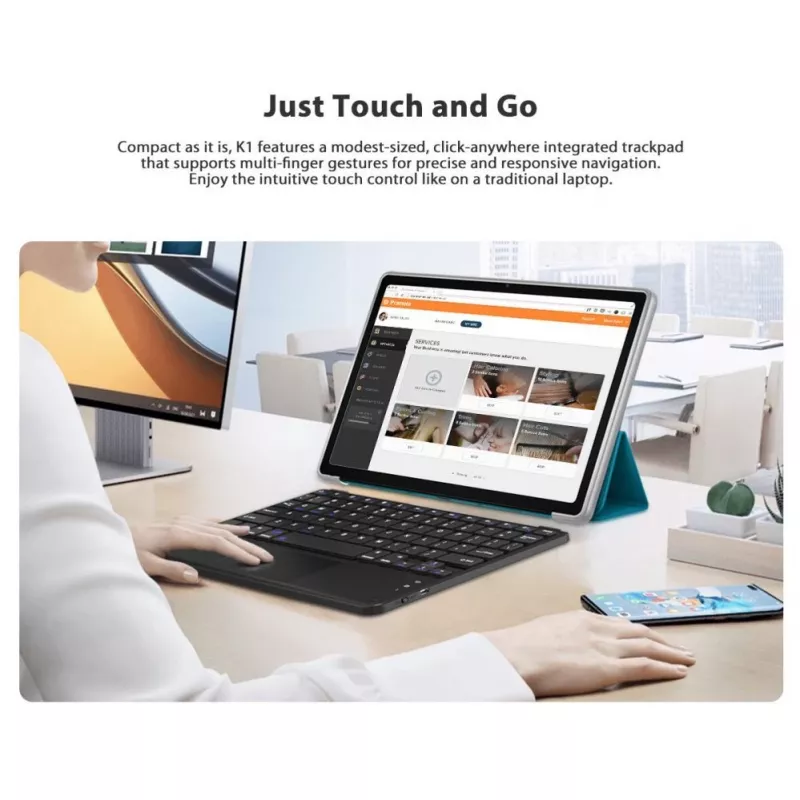 Blackview K1 Bluetooth Keyboard Wireless Ultra Slim 10 inch – 280mAh Battery, Bluetooth 3.0, Compatible with Windows / Android / iOS, Black Gray