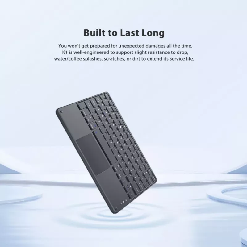Blackview K1 Bluetooth Keyboard Wireless Ultra Slim 10 inch – 280mAh Battery, Bluetooth 3.0, Compatible with Windows / Android / iOS, Black Gray