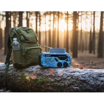 Blaupunkt ER10BC FM PLL Digital Alarm Clock Radio with Dual Alarm, USB Charging, Thermometer, Blue Camo