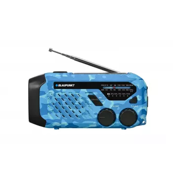 Blaupunkt ER10BC FM PLL Digital Alarm Clock Radio with Dual Alarm, USB Charging, Thermometer, Blue Camo
