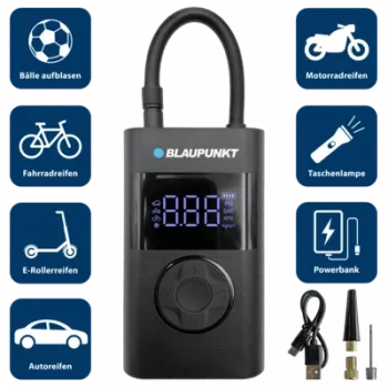 Blaupunkt TPM 124 Cordless Air Pump Rechargeable Lithium-Ion 10.3 Bar 150 PSI Digital LED