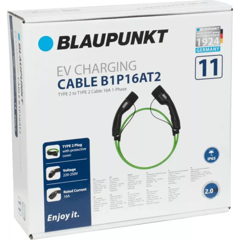 Blaupunkt Type 2 to Type 2 EV Charging Cable 2m 16A 1-Phase (B1P16AT2 - 100397)