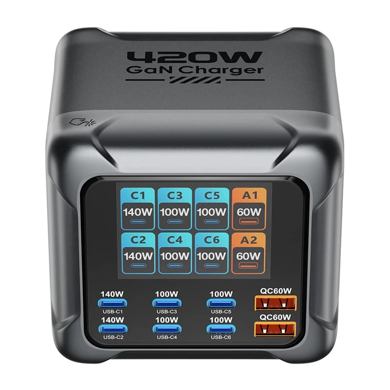 Blitzwolf BW-S33 420W 8-Port USB-A Charger, Black
