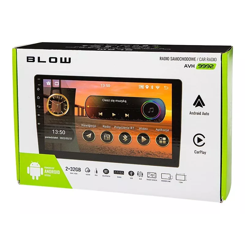 BLOW AVH-9992 2DIN 9 inch Android Car Radio with WiFi, GPS, Apple CarPlay