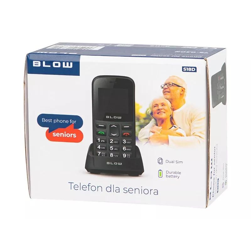 BLOW Black Senior Phone with Stand S18D