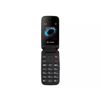 BLOW S24 Black Senior Flip Phone with SOS Button, Large Keys, Dual SIM, Camera, FM Radio, Flashlight, Charging Cradle
