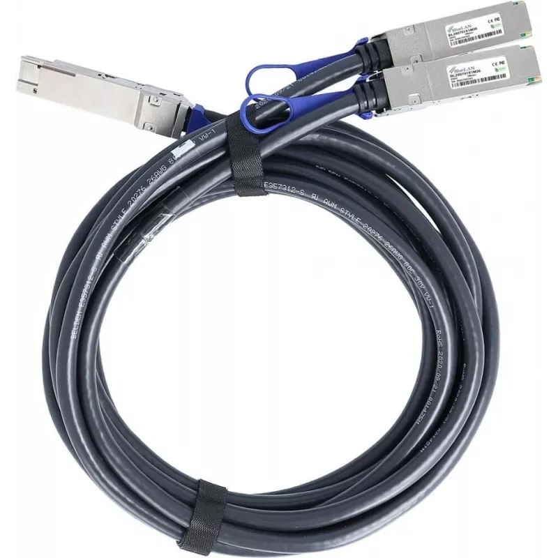 BlueLAN Compatible Juniper 720-128729 Passive 400GBASE-CR8 QSFP-DD to 2x200GBASE-CR4 QSFP56 Direct Attach Breakout Cable, 2m, AWG26
