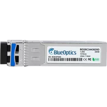 BlueOptics BO28C3443620DIN cSFP 2-Channel BiDi Transceiver, LC-Duplex, 1000BASE-2BX-U, Singlemode Fiber, TX:1310nm/RX:1490nm, 20km, -40°C to +85°C, DDM