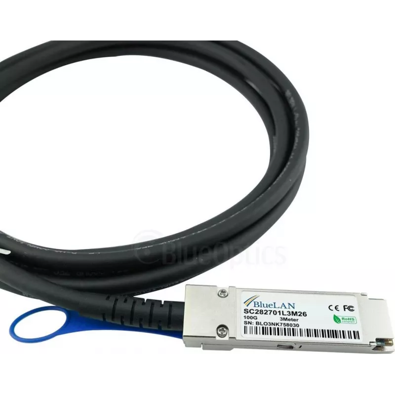 BlueOptics Dell EMC Compatible DAC-QSFP28-4SFP28-25G-BL Passive 100GBASE-CR4 QSFP28 to 4x25GBASE-CR SFP28 Direct Attach Breakout Cable, 5m, AWG26
