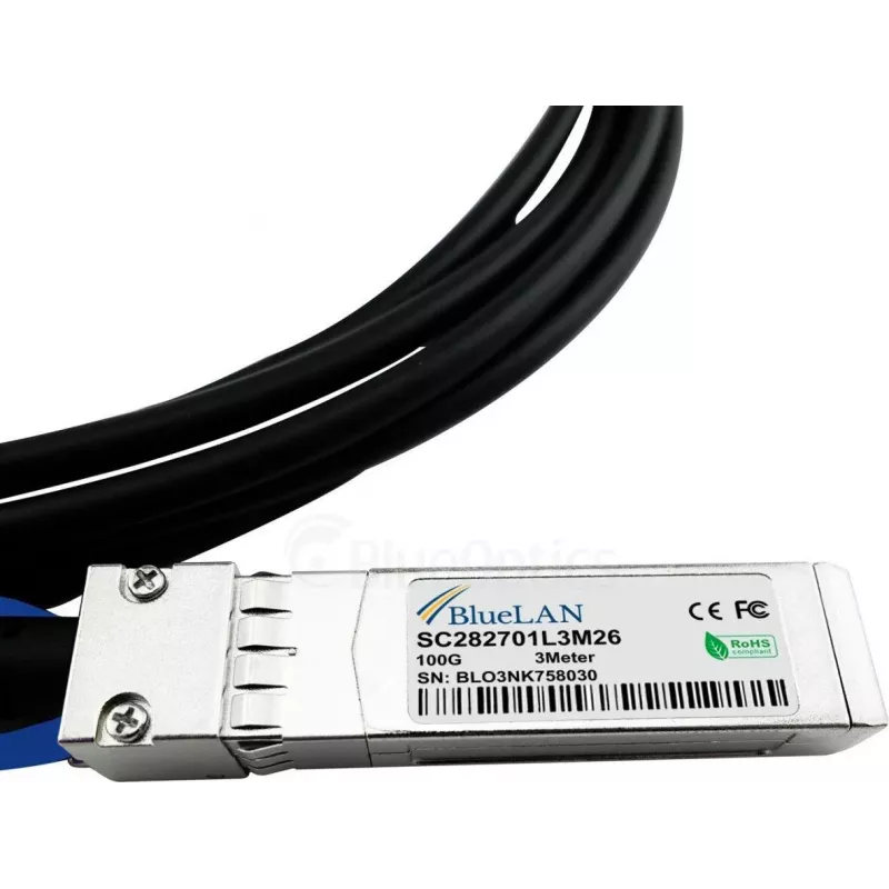 BlueOptics Dell EMC Compatible DAC-QSFP28-4SFP28-25G-BL Passive 100GBASE-CR4 QSFP28 to 4x25GBASE-CR SFP28 Direct Attach Breakout Cable, 5m, AWG26