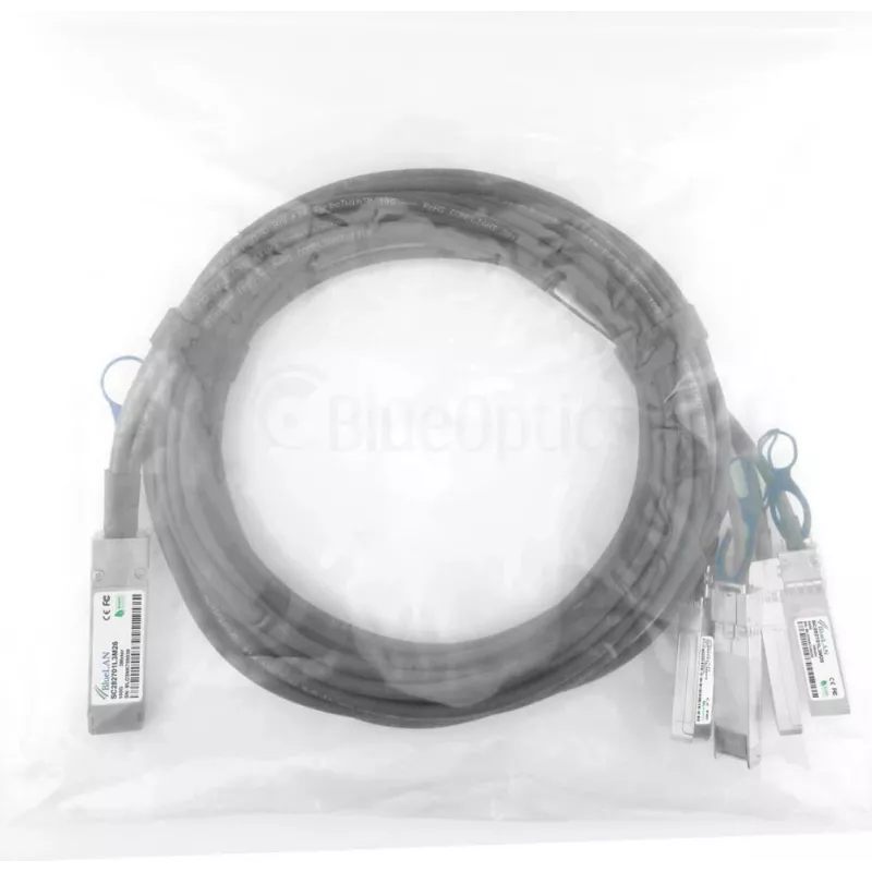 BlueOptics MCP7F00-A002R30N Compatible BlueLAN QSFP28 to 4x SFP28 Direct Attach Breakout Cable, 2m, Passive, AWG26