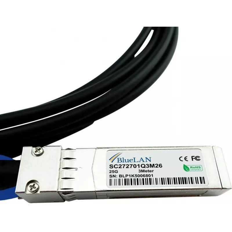 BlueOptics Supermicro CBL-NTWK-0944-SS28C50M Compatible BlueLAN 25GBASE-CR Passive SFP28 Direct Attach Copper Cable, 5m, AWG26