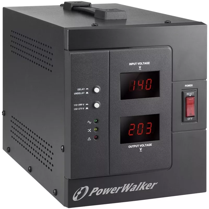 BlueWalker PowerWalker AVR 3000 SIV FR 3000VA/2400W Automatic Voltage Regulator, 230V, 4x French Socket, Black