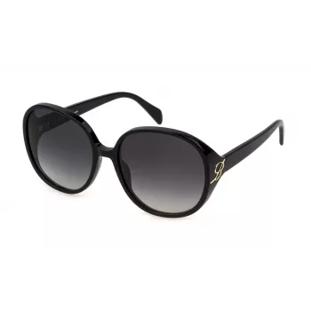 BLUMARINE Women's Cat Eye Sunglasses SBM864-61700F Shiny Black Gradient Grey 61mm