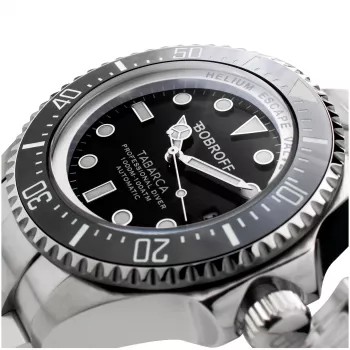 BOBROFF BF001 Men's Analog Quartz Watch 44mm Black Leather Strap