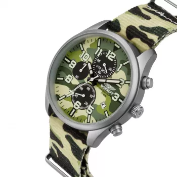 BOBROFF MAN BF0020 Analog Quartz Watch 42mm Stainless Steel Black Leather