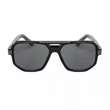 BOBROFF Men's BFG0014-C1 Rectangular Sunglasses, Black Frame, Grey UV400 Lenses, 56-16-143 mm