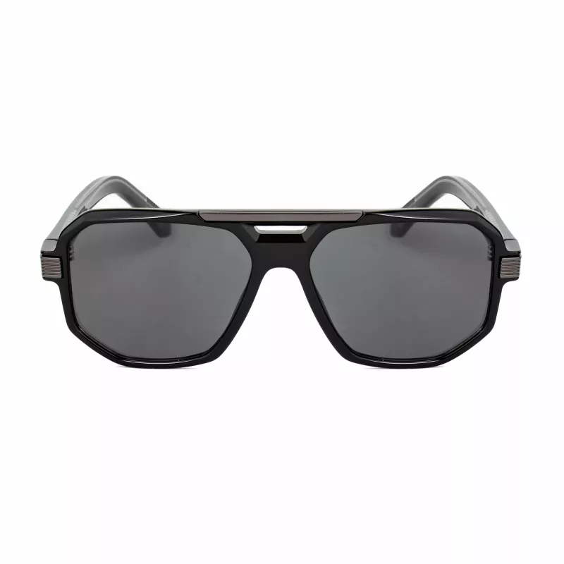 BOBROFF Men's BFG0014-C1 Rectangular Sunglasses, Black Frame, Grey UV400 Lenses, 56-16-143 mm