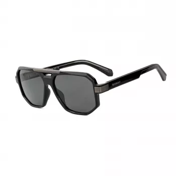 BOBROFF Men's BFG0014-C1 Rectangular Sunglasses, Black Frame, Grey UV400 Lenses, 56-16-143 mm