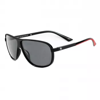 BOBROFF Men's Rectangular Sunglasses BFG0022-C1P - Black Frame, Grey Lenses, UV400