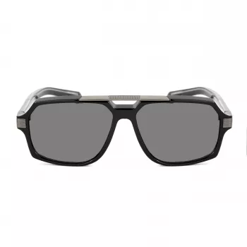 BOBROFF Men's Sunglasses BFG0015-C1 - Black Acetate Frame, Grey Lenses, UV400 (58/15/143 mm)