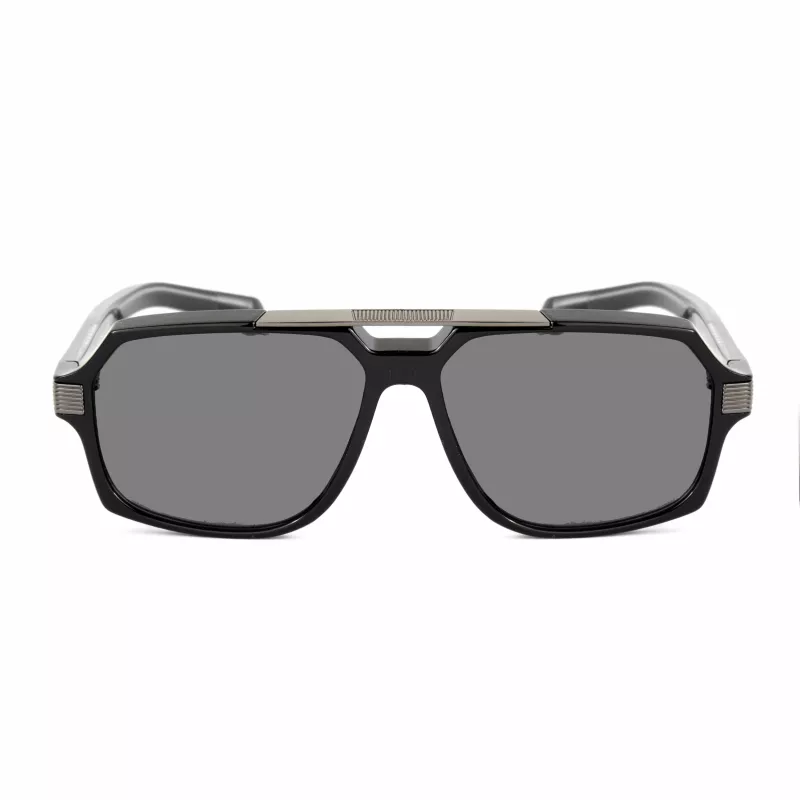 BOBROFF Men's Sunglasses BFG0015-C1 - Black Acetate Frame, Grey Lenses, UV400 (58/15/143 mm)