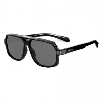 BOBROFF Men's Sunglasses BFG0015-C1 - Black Acetate Frame, Grey Lenses, UV400 (58/15/143 mm)