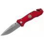 Boker Magnum Fire Dept Knife - Rescue Pocket Knife with Seatbelt Cutter and Glass Breaker, 440A Steel, Red Aluminum Handle