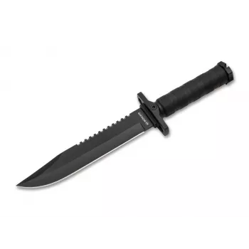 BOKER MAGNUM John Jay Survival Knife 02SC004 Fixed Blade 440A Stainless Steel Clip Point Sawback Aluminum Handle with Survival Kit and ABS Sheath