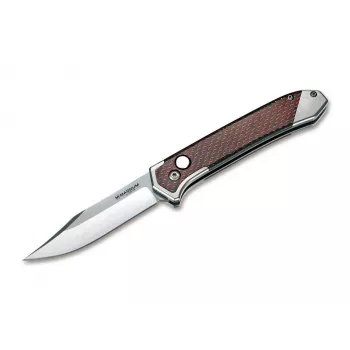 BOKER MAGNUM Magnum Rubico Auto Knife - Drop Point 440A Stainless Steel Blade, Aluminum Handle, Push Button Automatic, Plunge Lock, Reversible Pocket Clip, Black