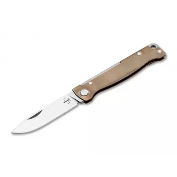Boker Plus Atlas Brass Folding Knife D2 Blade Frame Lock EDC