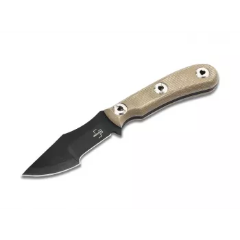 Boker Plus Micro Tracker 2.0 Fixed Blade Knife, 154CM Stonewash Drop Point, Micarta Handle, Kydex Sheath
